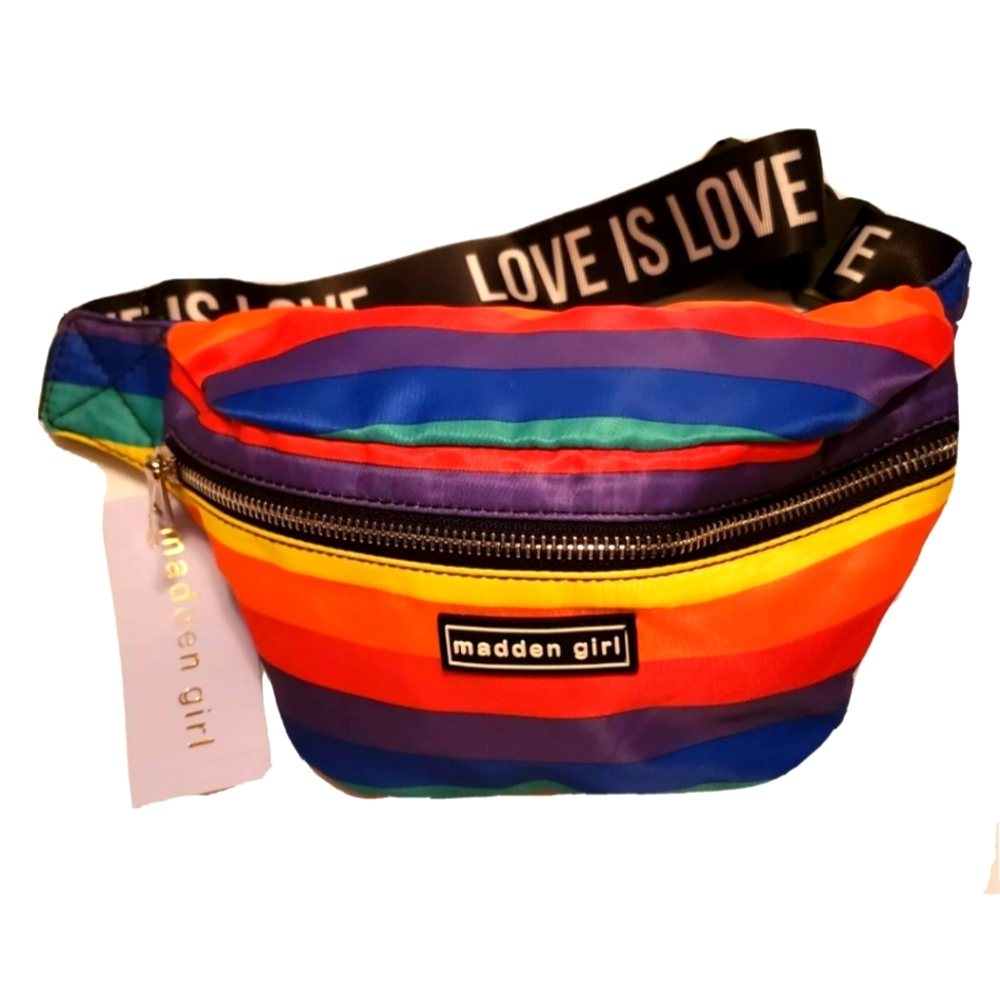 NWT Madden Girl Love is Love fanny belt sling bag Pride Rainbow